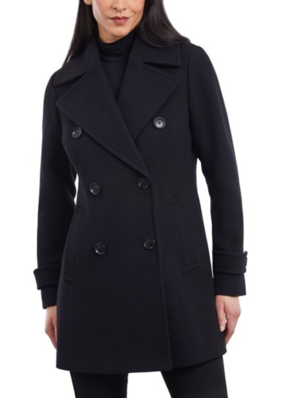 Michael Kors double-breasted wool blend pea coat black women's size 12